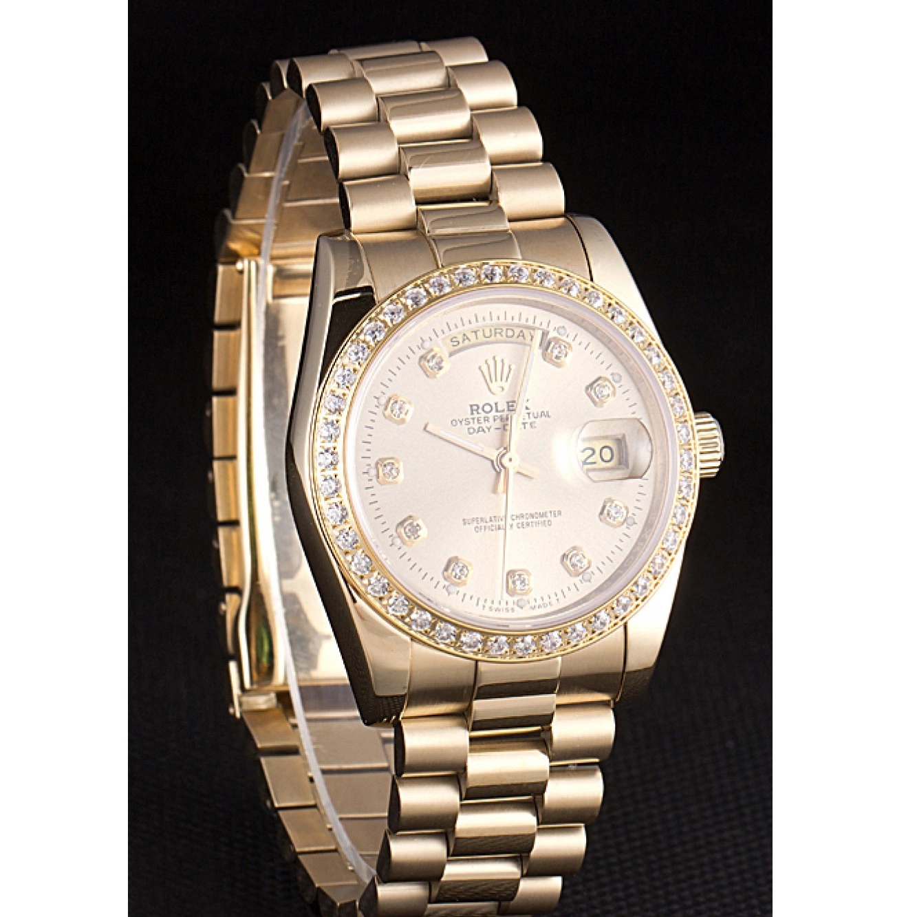 MiroTime 0820 Rolex Day-Date 18k Yellow Gold Plated Stainless Steel Gold Dial